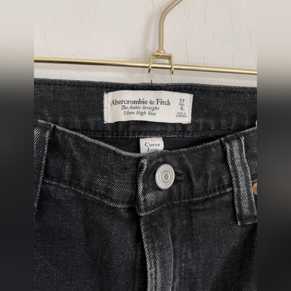 Abercrombie & Fitch Dark The Ankle Straight Ultra High Rise Curve Love! Size 4xs - Picture 3 of 3